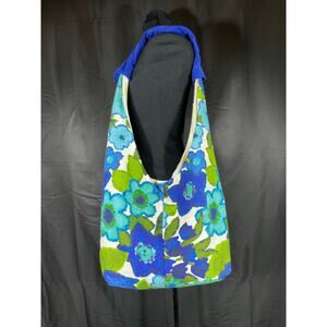 Handmade Hobo bag, created with vintage blue floral fabric from the 50's